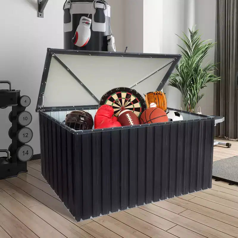 Boîte de rangement verrouillable en métal de 814 litres pour coussins de patio, outils de jardinage, équipements sportifs, jouets d'extérieur