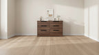 6 Drawer Dresser for Bedroom, Walnut 6 Chest of Drawers with Embedded Handles Design, Wooden Dresser Closet Organizer for Living Room Entryway Nursery