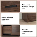 Commode 6 tiroirs pour chambre à coucher, 6 tiroirs en noyer avec poignées intégrées, commode de rangement en bois pour salon, entrée, chambre d'enfant
