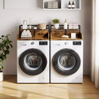 Comptoir de lave-linge séchant à 2 niveaux, simple avec étagère et tiroir, sur-plan de buanderie avec rebord et patin antidérapant pour le rangement de la panière à linge