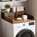 2-Tier Washer Dryer Countertop Single with Shelf and Drawer, Laundry Topper with Edge and Non-Slip Pad for Laundry Hamper Counter Storage