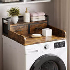 2-Tier Washer Dryer Countertop Single with Shelf and Drawer, Laundry Topper with Edge and Non-Slip Pad for Laundry Hamper Counter Storage