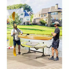 Support de rangement autoportant pour 2 à 6 kayaks avec roues, support robuste en acier pour kayak, canoë et SUP d'extérieur avec sangles de suspension pour garage, quai