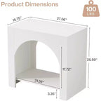 Table d'appoint de style rustique : Grand piédestal en bois robuste, rangement, pour salon/chambre à coucher, meuble d'appoint, blanc.