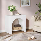 Table d'appoint de style rustique : Grand piédestal en bois robuste, rangement, pour salon/chambre à coucher, meuble d'appoint, blanc.