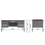 Bureau double piédestal de qualité commerciale 30x60 avec 5 tiroirs verrouillables, plateau en acajou et cadre gris anthracite
