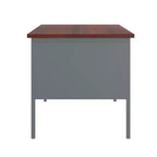 Bureau double piédestal de qualité commerciale 30x60 avec 5 tiroirs verrouillables, plateau en acajou et cadre gris anthracite