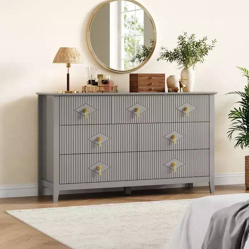 Buffet moderne blanc de 140 cm avec portes vitrées et rangement, Table d'entrée en bois robuste, Organisateur de cuisine multifonctionnel pour chambre à coucher et salon