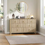 Buffet moderne blanc de 140 cm avec portes vitrées et rangement, Table d'entrée en bois robuste, Organisateur de cuisine multifonctionnel pour chambre à coucher et salon