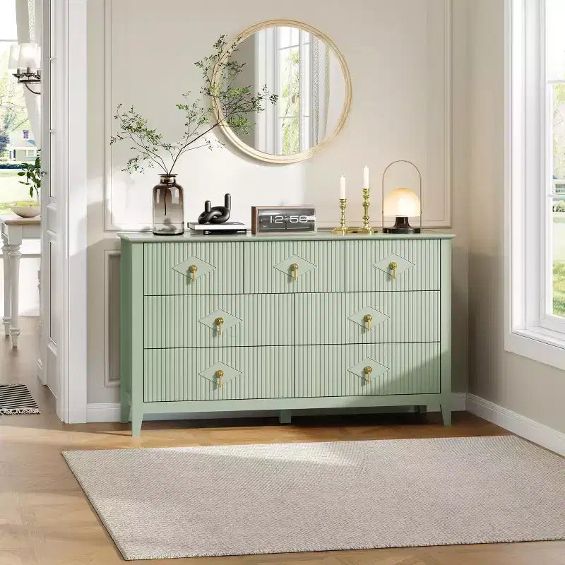 Buffet moderne blanc de 140 cm avec portes vitrées et rangement, Table d'entrée en bois robuste, Organisateur de cuisine multifonctionnel pour chambre à coucher et salon