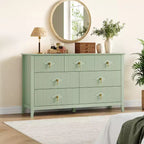 55 Inch Modern White Sideboard with Glass Doors & Storage, Heavy Duty Wood Entryway Table, Multifunctional Kitchen Organizer for Bedroom, Living Room
