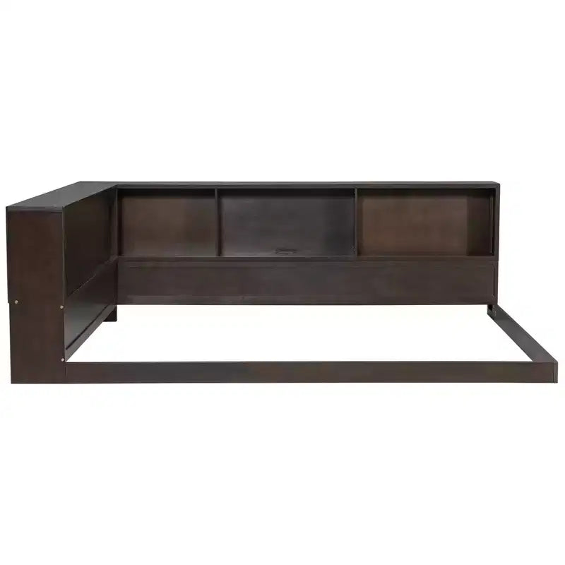 Lit de repos moderne Queen avec 5 étagères de rangement, prises et lumière