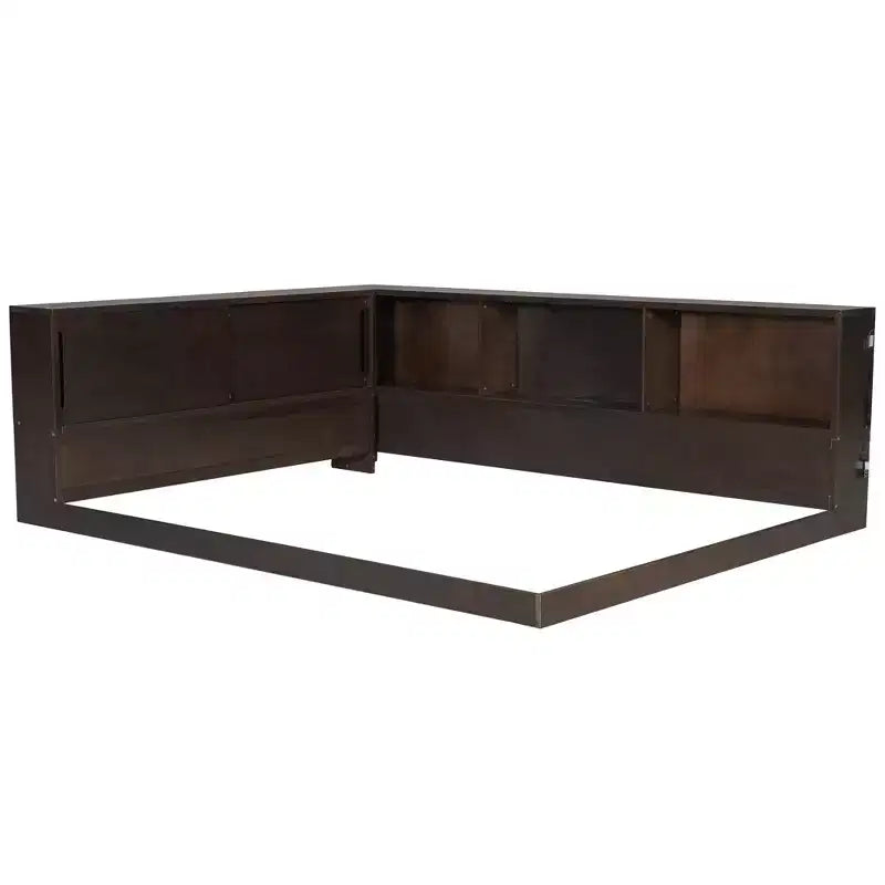 Lit de repos moderne Queen avec 5 étagères de rangement, prises et lumière