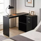 Bureau d'angle en L rotatif avec armoire de rangement et étagères
