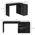 Bureau d'angle en L rotatif avec armoire de rangement et étagères