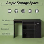 Bureau d'angle en L rotatif avec armoire de rangement et étagères