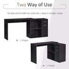 Bureau d'angle en L rotatif avec armoire de rangement et étagères