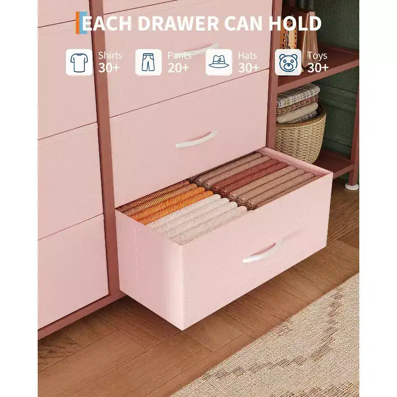 Étagère de rangement à 16 tiroirs en fer + MDF, tissu, pieds réglables, grande capacité, organisateur de rangement pour la maison