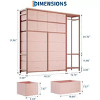 Étagère de rangement à 16 tiroirs en fer + MDF, tissu, pieds réglables, grande capacité, organisateur de rangement pour la maison