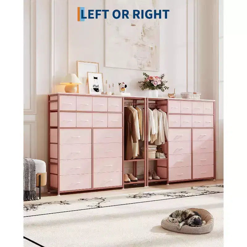 Étagère de rangement à 16 tiroirs en fer + MDF, tissu, pieds réglables, grande capacité, organisateur de rangement pour la maison