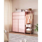 Étagère de rangement à 16 tiroirs en fer + MDF, tissu, pieds réglables, grande capacité, organisateur de rangement pour la maison