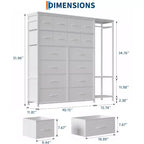 Étagère de rangement à 16 tiroirs en fer + MDF, tissu, pieds réglables, grande capacité, organisateur de rangement pour la maison