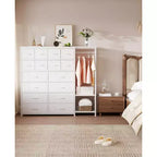 Étagère de rangement à 16 tiroirs en fer + MDF, tissu, pieds réglables, grande capacité, organisateur de rangement pour la maison