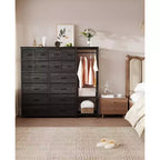 Étagère de rangement à 16 tiroirs en fer + MDF, tissu, pieds réglables, grande capacité, organisateur de rangement pour la maison