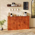 Buffet de Salle à Manger/Salon Style Ferme Moderne, Meuble Bar à Café, Table Console, 4 Portes, 2 Tiroirs, Étagère Réglable