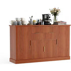 Buffet de Salle à Manger/Salon Style Ferme Moderne, Meuble Bar à Café, Table Console, 4 Portes, 2 Tiroirs, Étagère Réglable