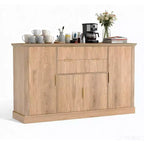 Buffet de Salle à Manger/Salon Style Ferme Moderne, Meuble Bar à Café, Table Console, 4 Portes, 2 Tiroirs, Étagère Réglable