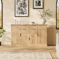 Modern Farmhouse Sideboard Buffet Cabinet, Coffee Bar Cabinet Console Table, 4 Doors, 2 Drawers, Adjustable Shelf, for Dining Room, Living Room