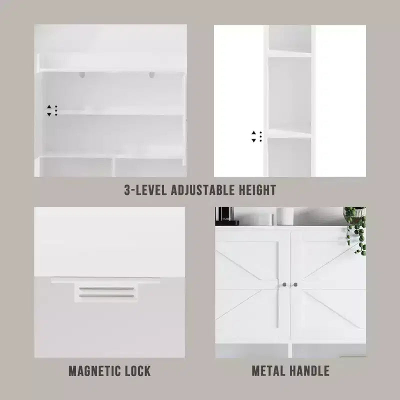 Meuble de rangement sur pied pour WC avec étagère réglable, meuble gain de place pour salle de bain avec portes doubles et étagères ouvertes, blanc