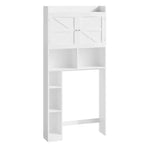 Meuble de rangement sur pied pour WC avec étagère réglable, meuble gain de place pour salle de bain avec portes doubles et étagères ouvertes, blanc