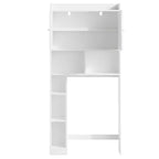 Meuble de rangement sur pied pour WC avec étagère réglable, meuble gain de place pour salle de bain avec portes doubles et étagères ouvertes, blanc